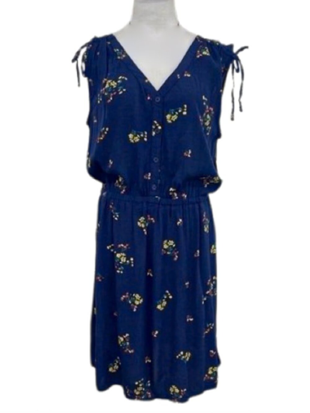 - A.n.a Navy floral sleeveless sheath dress with pockets - Small